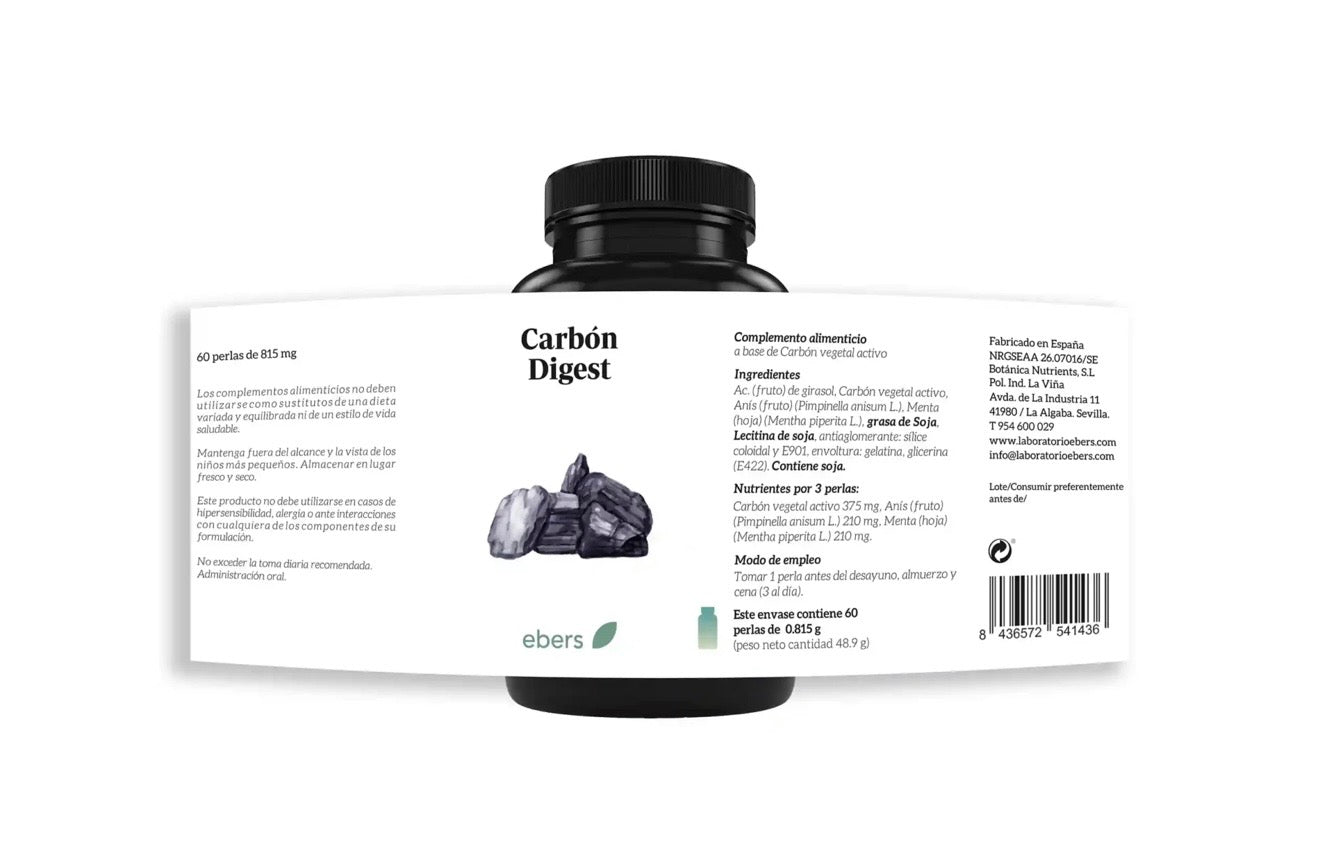 Carbón Digest 815 mg | Carbón Vegetal – 60 perlas