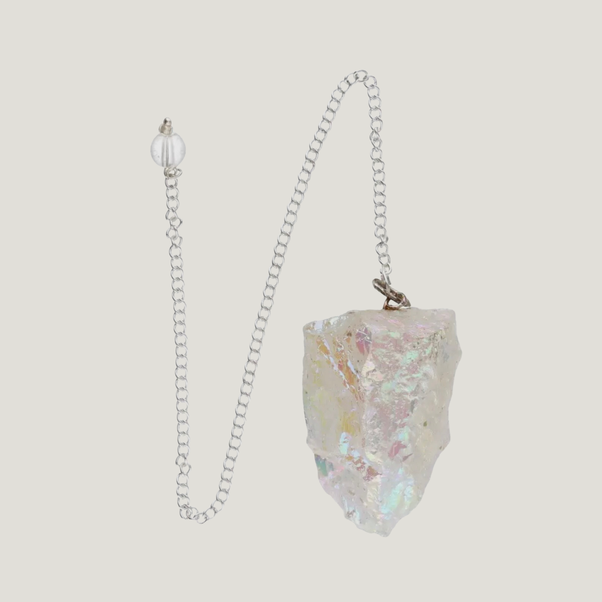 Péndulo de Cuarzo Aqua Aura Blanco en Bruto