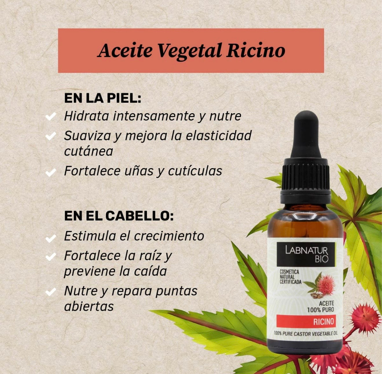 Aceite Ricino 100% Puro + Kit Rimel 30ml Labnatur Bio